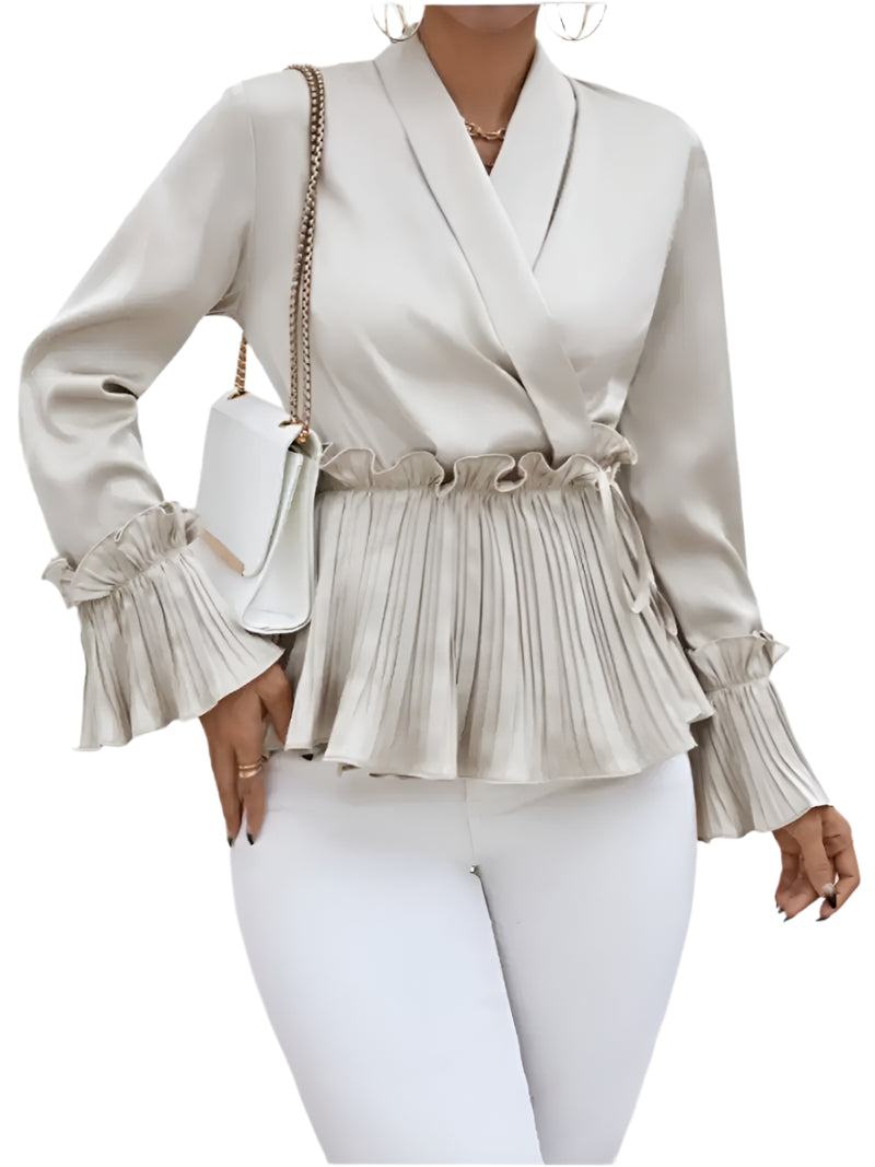 Skjortebluse Dame Elegant Satin Let Pasform-1