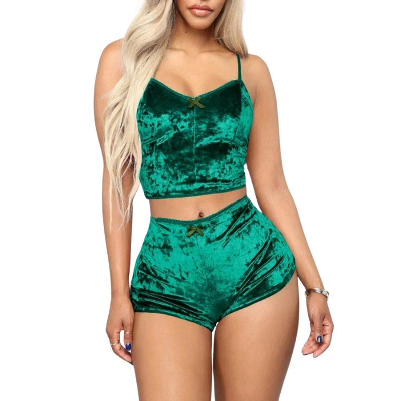 Nattøjssæt i blødt fløjl til kvinder