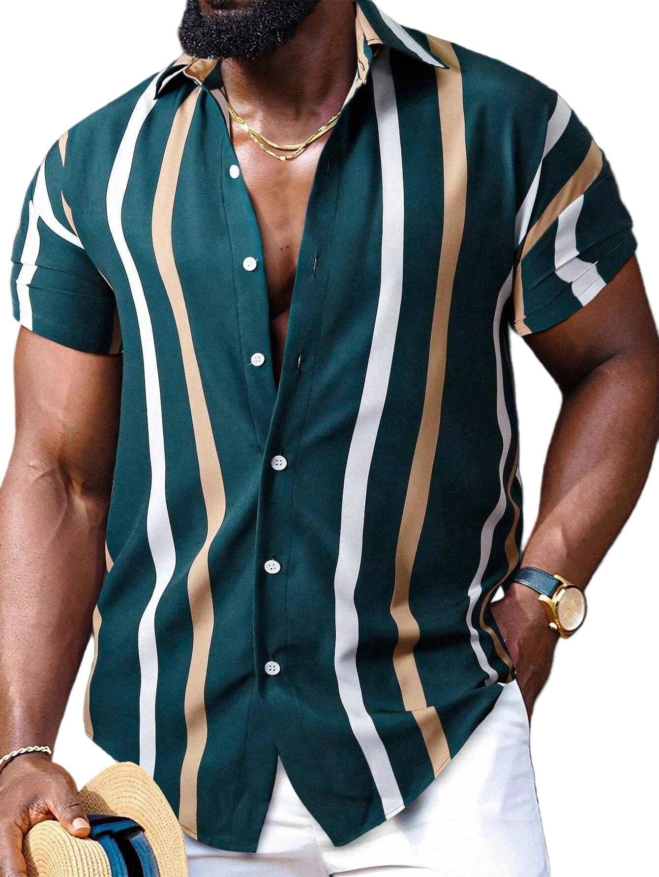 Herre Skjorte Elegant Stribet Bomuld