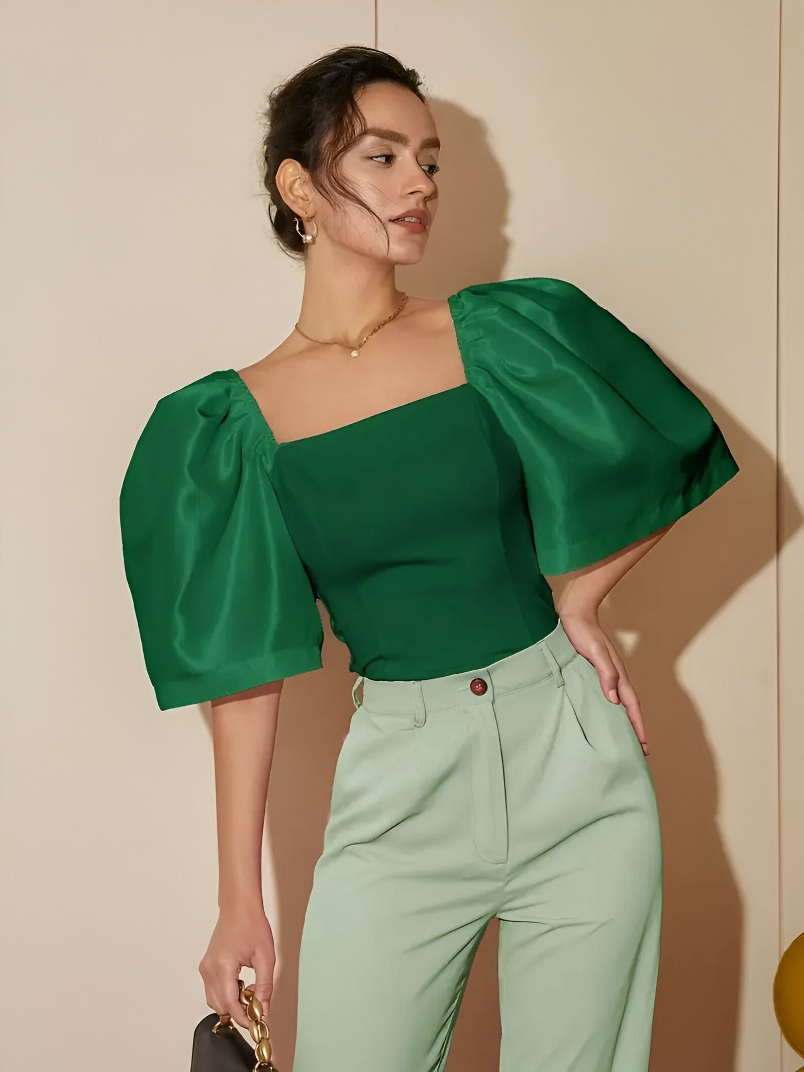 Variant image for Kvinders Bluse Firkantet Halsudskæring Slim Fit 100% Bomuld-57
