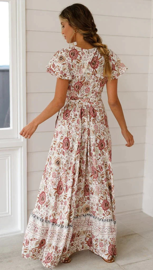 Kvinders Maxi Kjole Vintage Look Lett Vægtstof Lang Maxi Længde-3