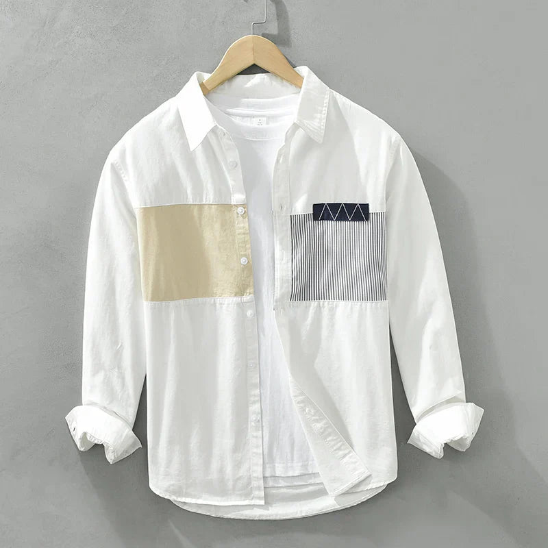 Variant image for Herre Skjorte Patchwork Afslappet 100% Bomuld-7