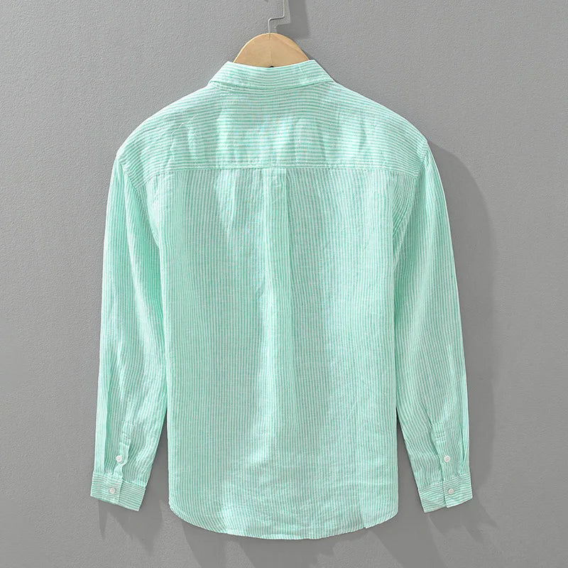 Herre Linned Skjorte Kortærmet Casual Stil Åndbar 4