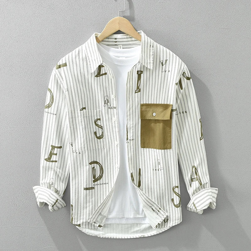 Herre Skjorter Stribet Afslappet Bomuld