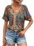 Skjortebluse Dame V-Hals Paisley Print Let Vævet Stof-1