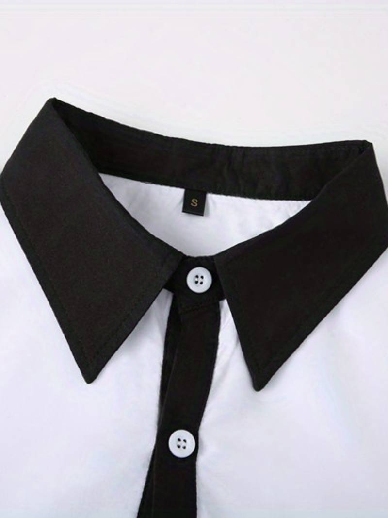 Herre Button-Up Skjorte Kontrasterende Design 100% Bomuld-3