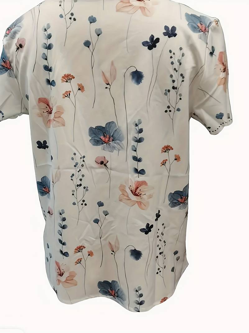 Kvinders Bluse Løs Pasform Blomsterprint 100% Bomuld-2