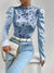 Variant image for Kvinders Satin Top Blomsterprint Elegant Komfortabel-33