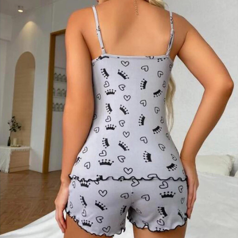 Nattøjssæt med dyb V-hals til kvinder