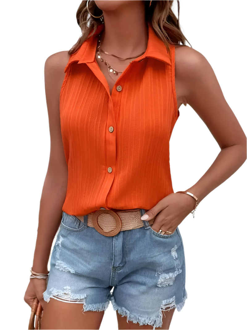 Kvinders Mouwløs Shirt Trendy Let Bomuld-1