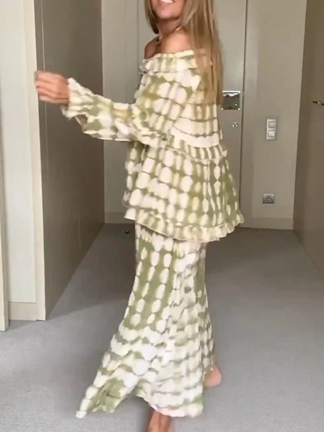 Kvinder Sæt Lang Nederdel Bluse 100% Polyester Elegant-3