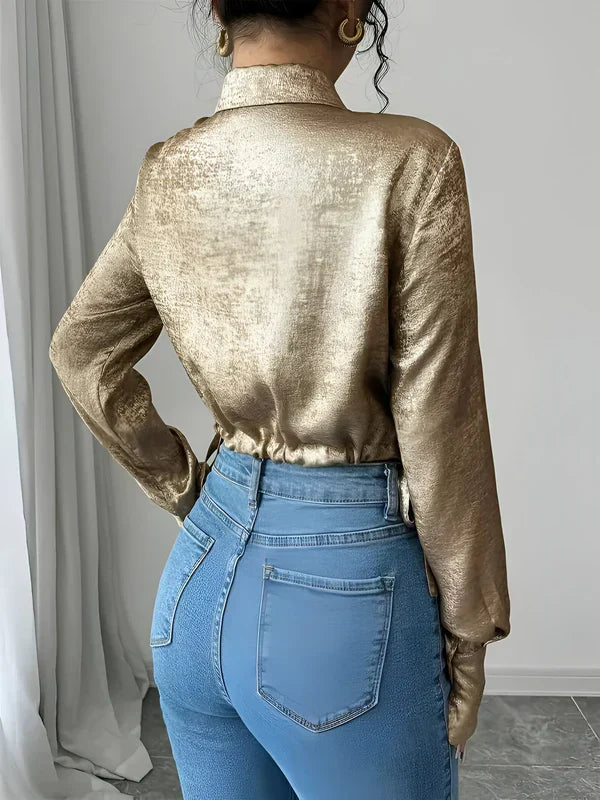 Kvinders Bluse Elegant Glitrende Polyester-3