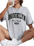 Herre T Shirt Rund Hals Brooklyn Print 100% Bomuld-1