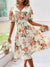 Kvinders A-linje Kjole V-hals Blomsterprint Polyester-3