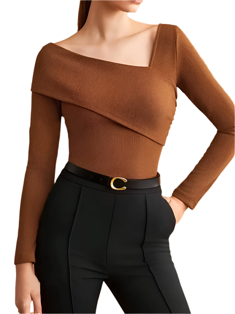 Kvinders Top Asymmetrisk Halslinje 100% Polyester-1