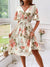 Kvinders A-linje Kjole V-hals Blomsterprint Polyester-4