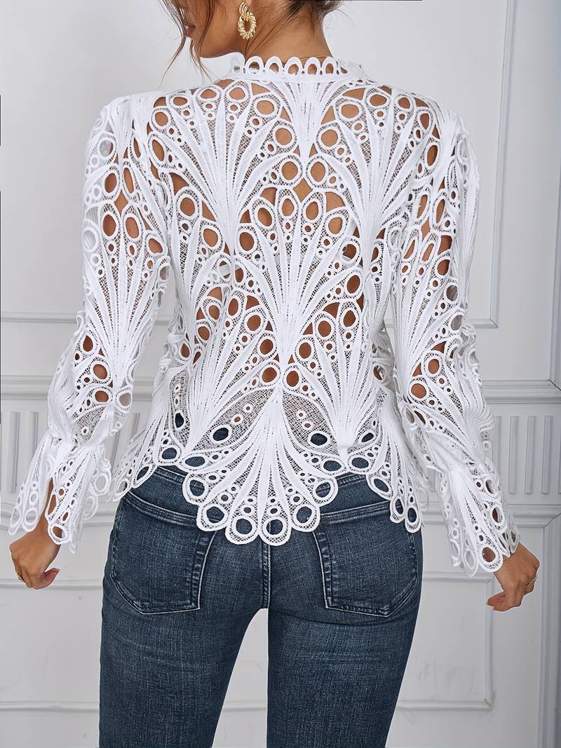 Kvinders Asymmetrisk Bluse med Udsparinger Polyester-2