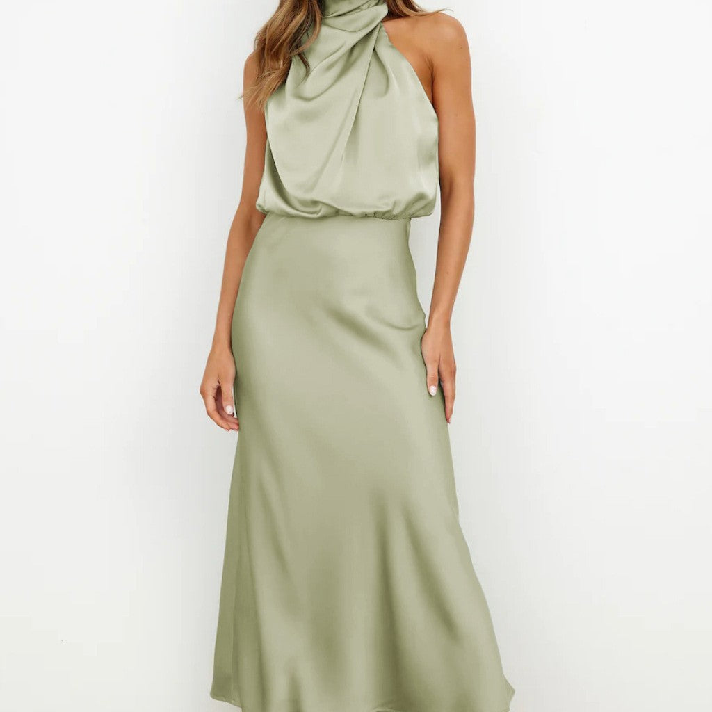 Variant image for Kvinders Kjole Asymmetrisk Satin Slim Fit-11
