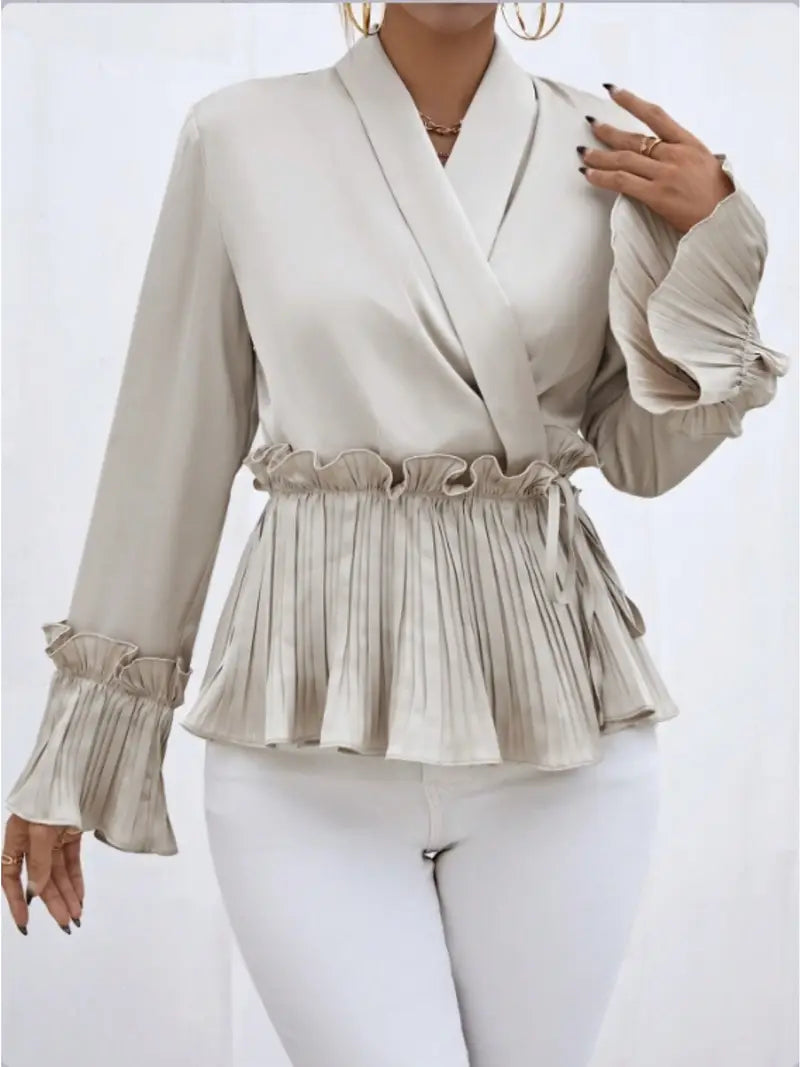 Skjortebluse Dame Elegant Satin Let Pasform-2