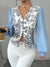 Skjortebluse Dame V-hals Lanterneærmer 100% Polyester Blomsterprint-4