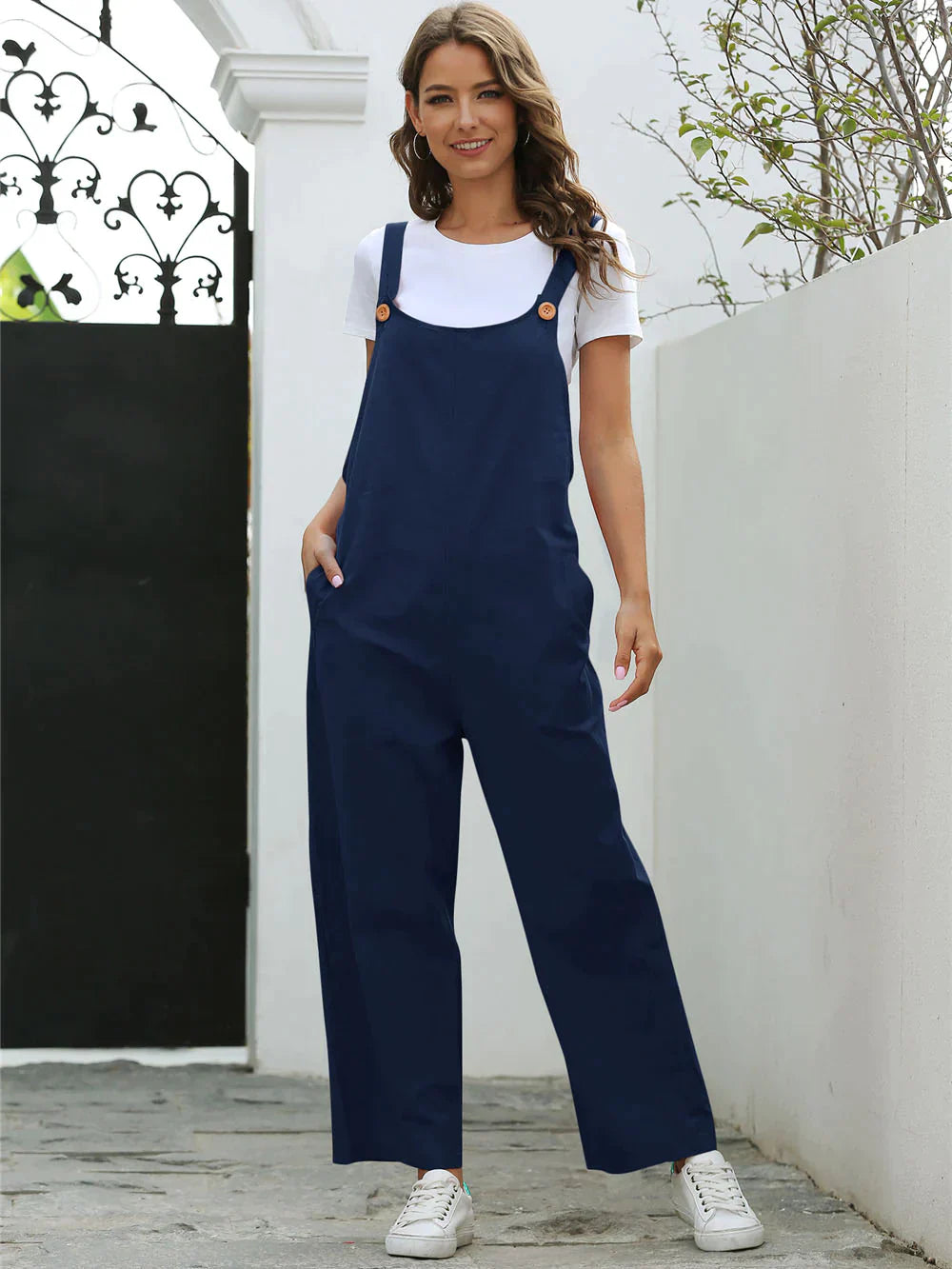 Kvinders Jumpsuit Casual Let Bomuld-3