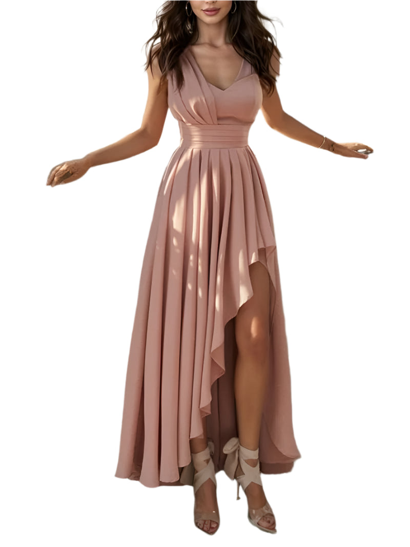 Kvinder Chiffon Kjole Med Én Skulder Elegant Stil-1
