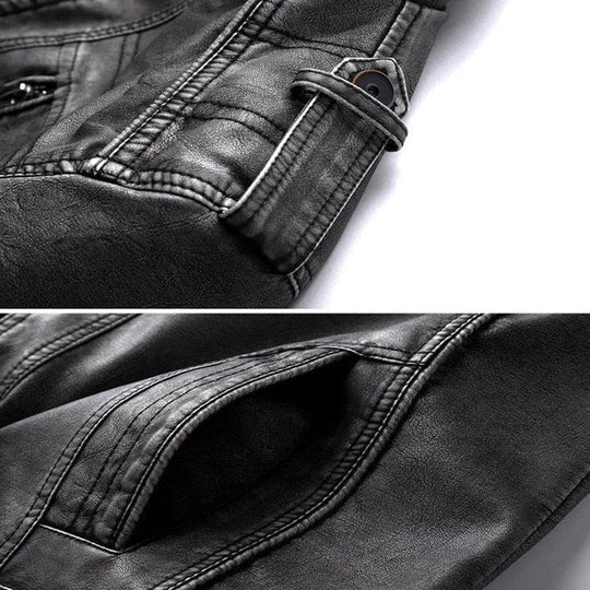 Herre Læderjakke Klassisk Sort Skindjakke til Mænd-3