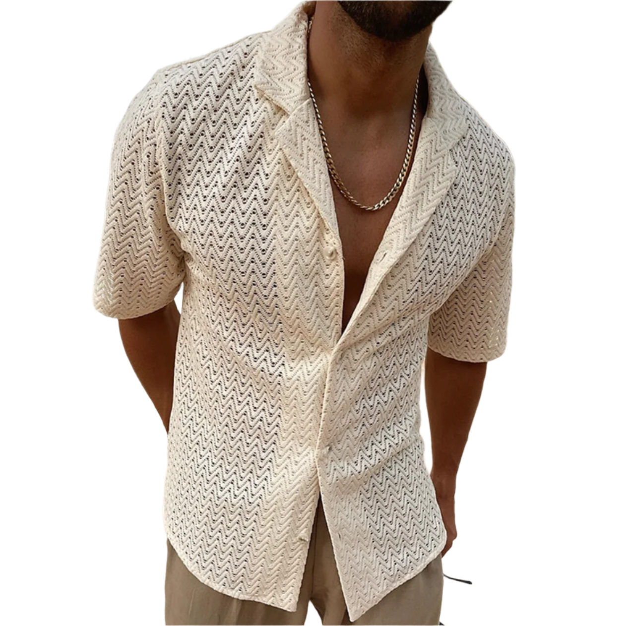 Herre Skjorte Casual Kortærmet 100% Bomuld-1