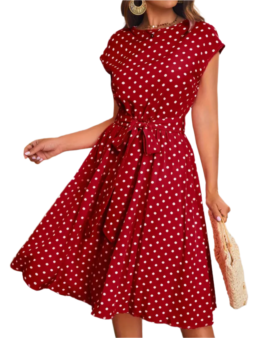 Variant image for Kvinders Vintage Polka Dot Kjole Let Bomuld-1