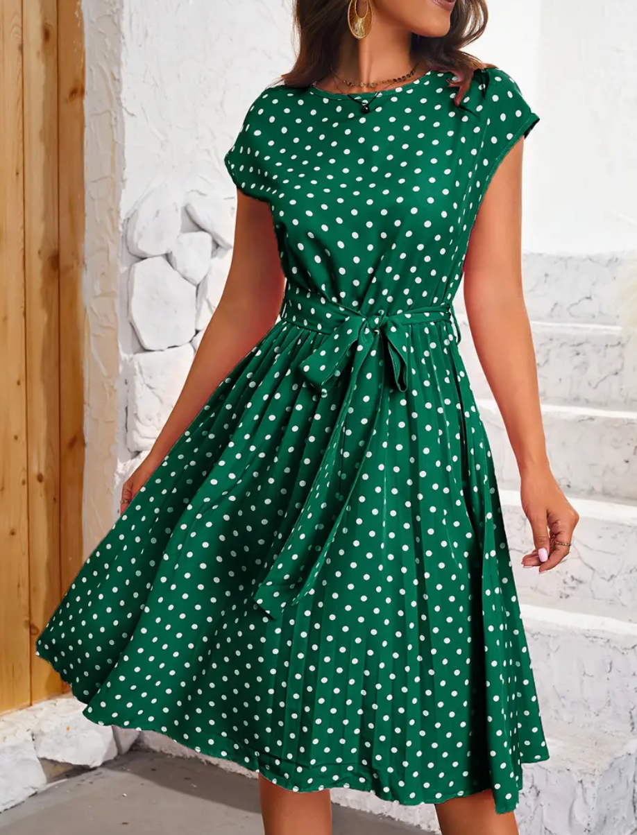 Variant image for Kvinders Vintage Polka Dot Kjole Let Bomuld-19