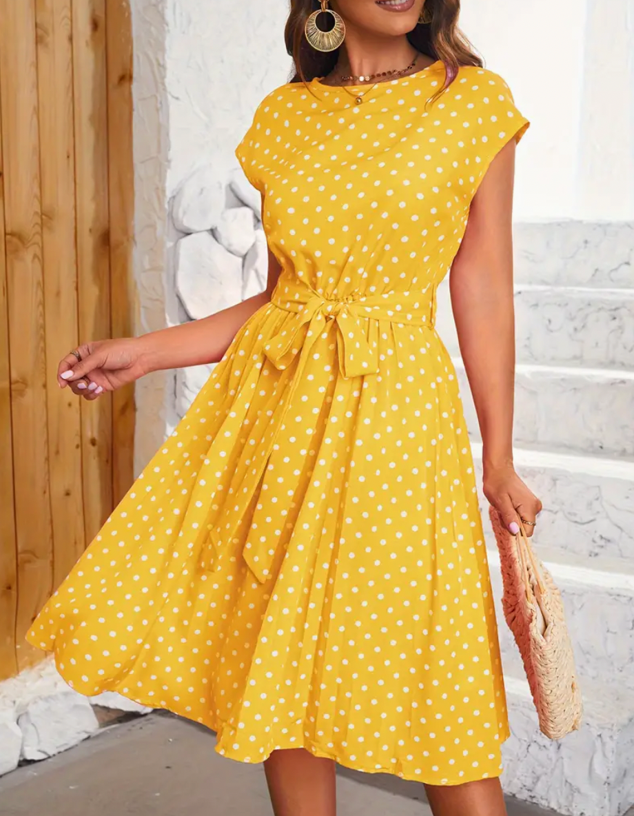 Variant image for Kvinders Vintage Polka Dot Kjole Let Bomuld-25