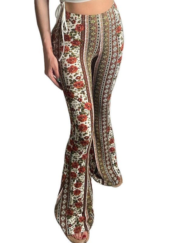 Bukser Dame Boho Printed Slim Fit Bløde Strikblanding 14