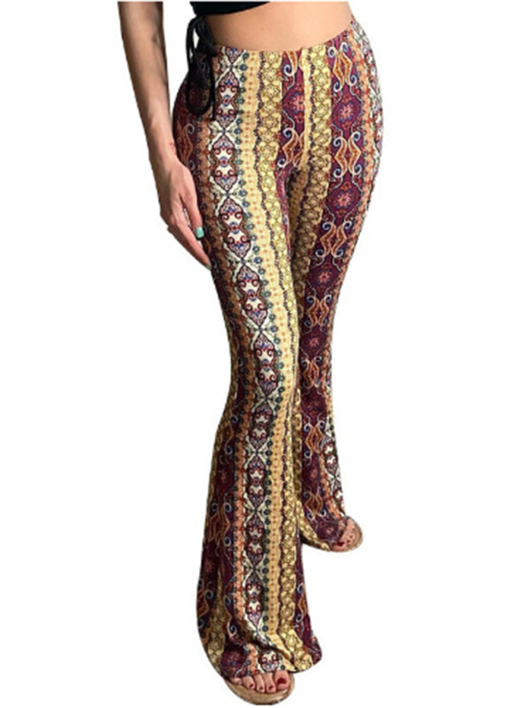Bukser Dame Boho Printed Slim Fit Bløde Strikblanding 15