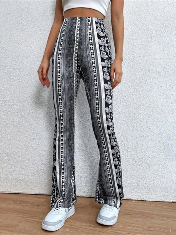 Bukser Dame Boho Printed Slim Fit Bløde Strikblanding 5