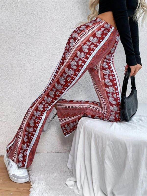 Bukser Dame Boho Printed Slim Fit Bløde Strikblanding 8