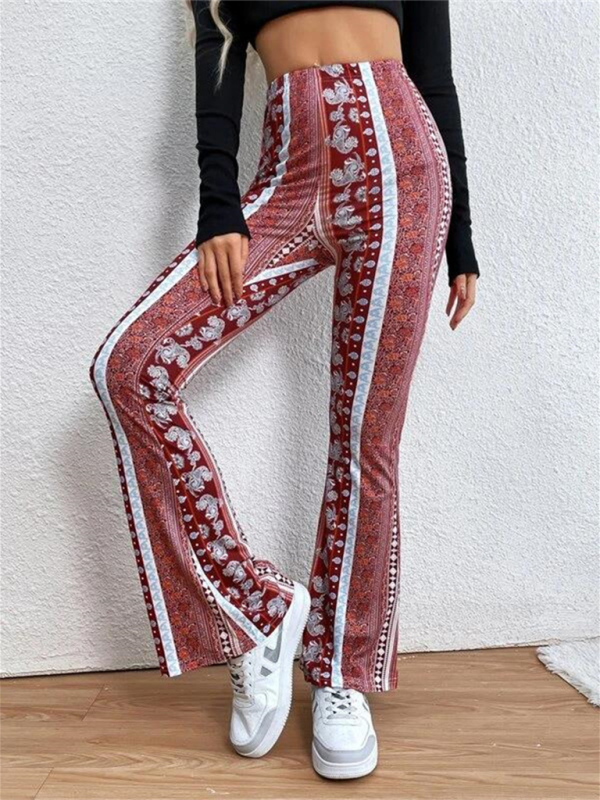 Bukser Dame Boho Printed Slim Fit Bløde Strikblanding 9