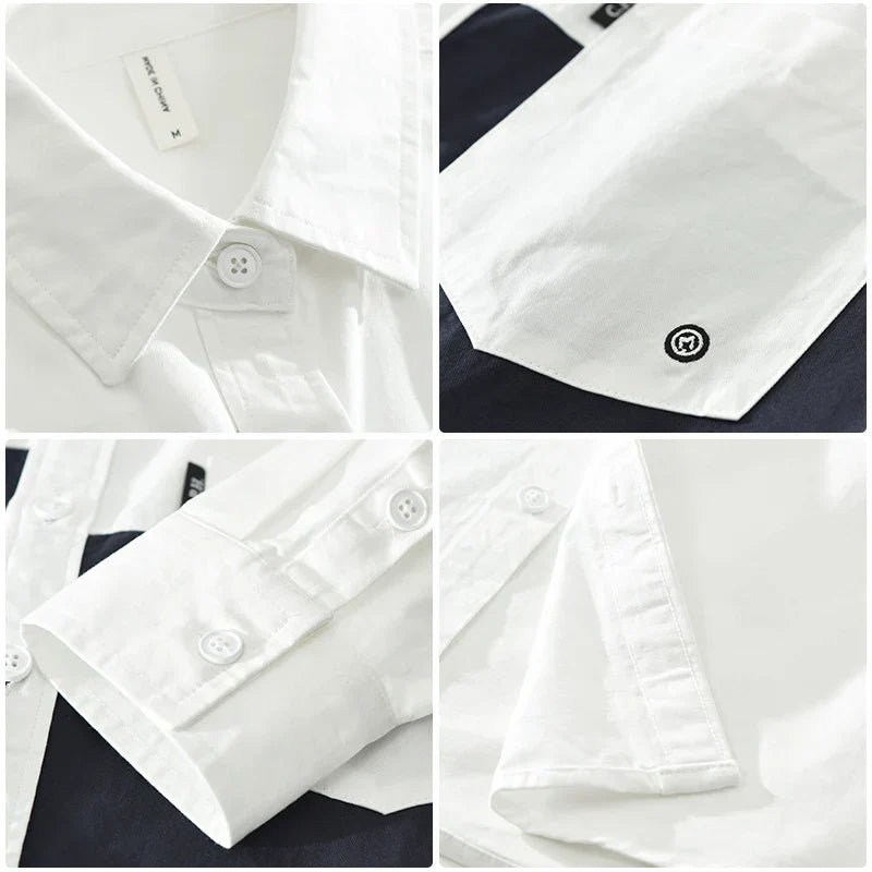 Herre Skjorte Patchwork Afslappet Bomuld