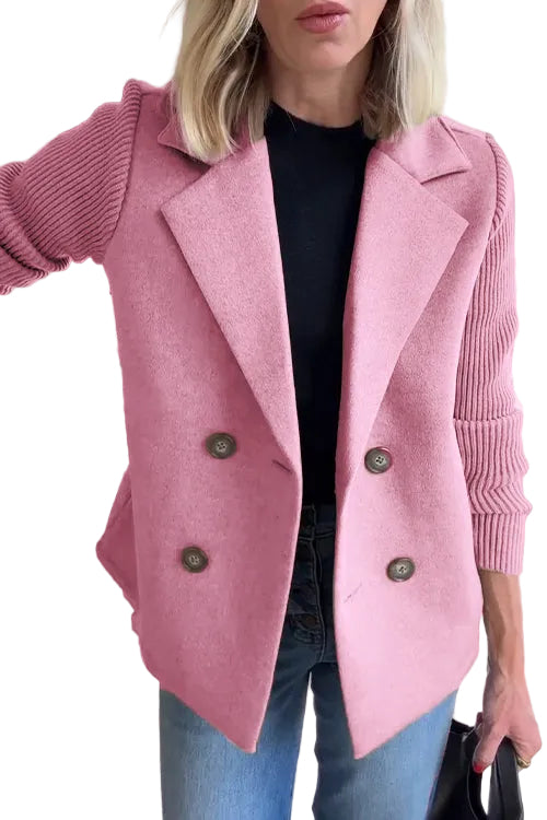 Dame Blazer Strikkede Ærmer Chic 0