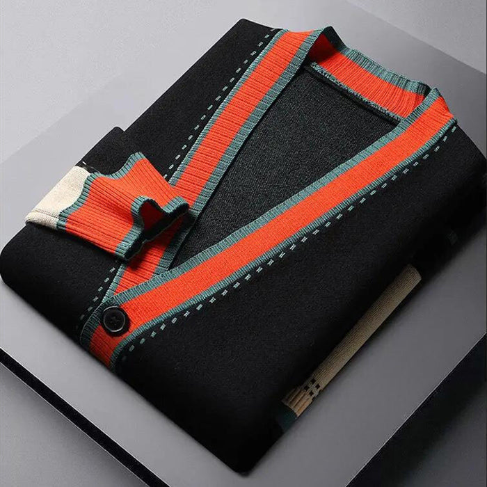 Dame Cardigan Geometrisk Strik Med Knaplukning 3