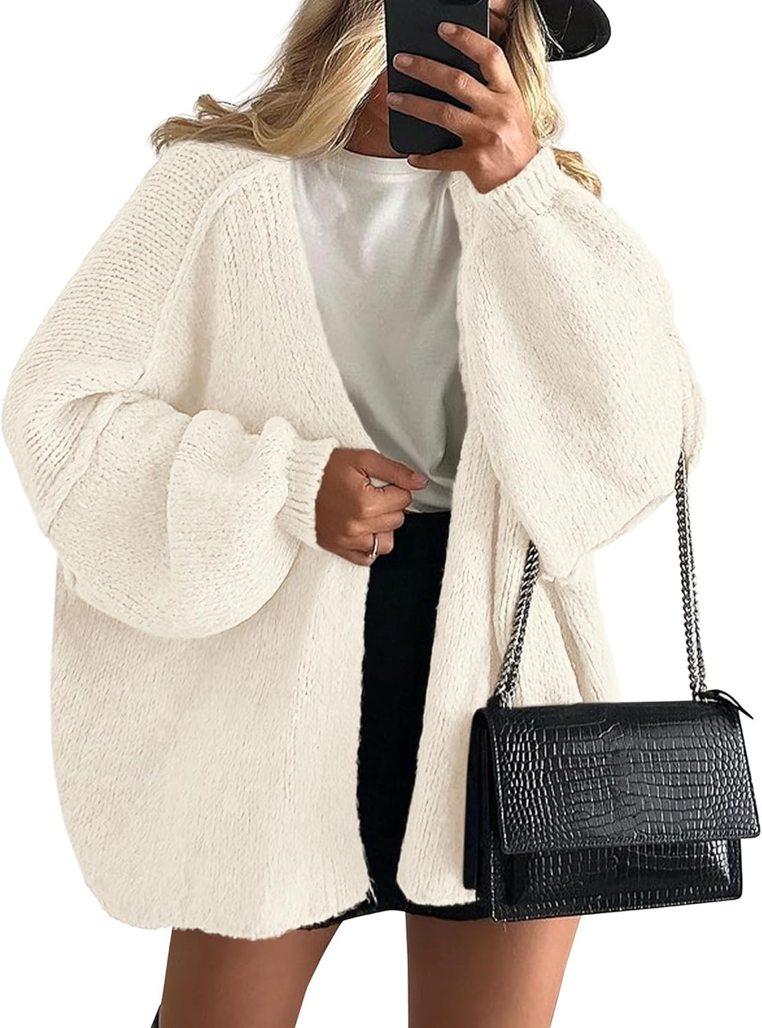 Dame Cardigan Løs Strik til Forår 1