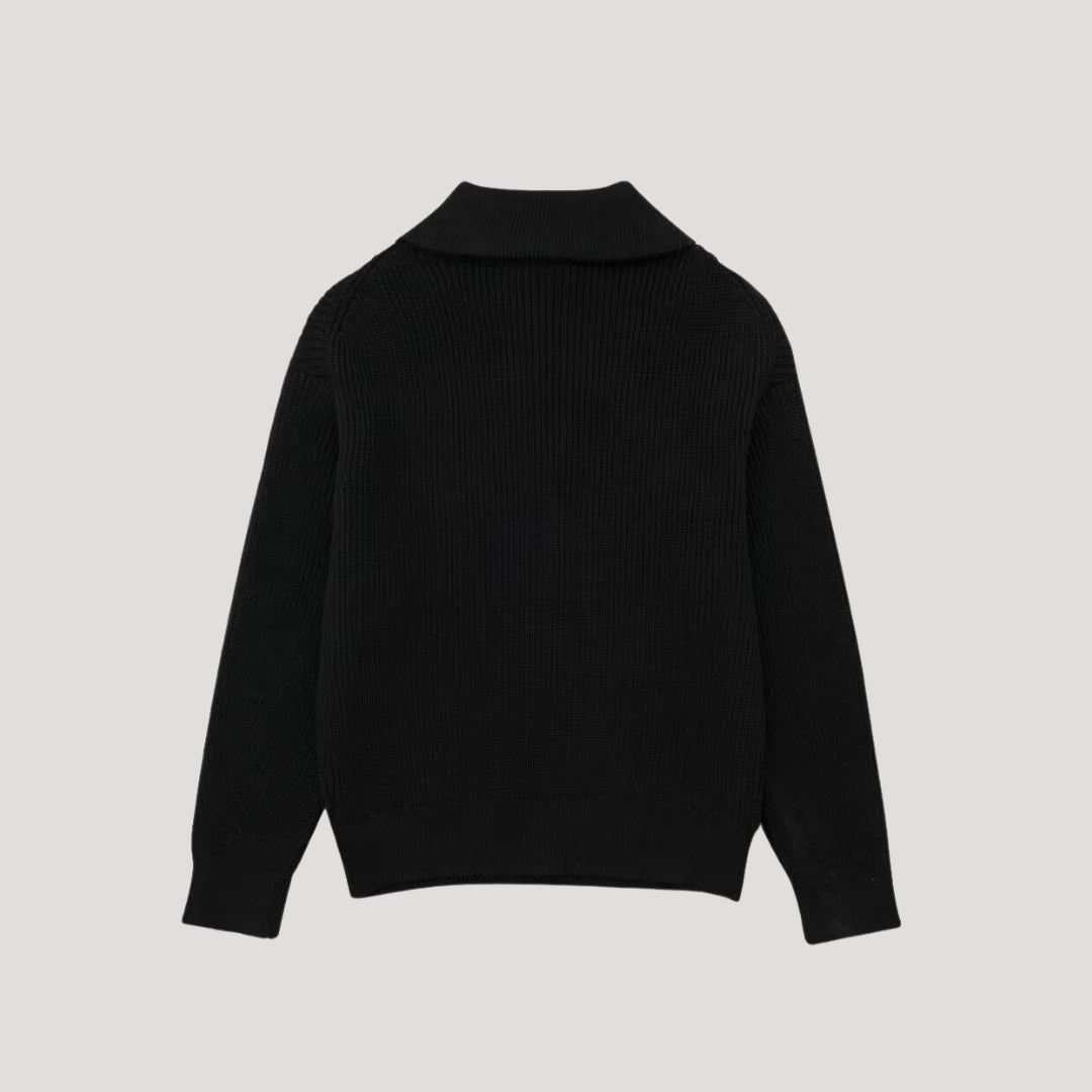 Dame Halv-Zipper Sweater Ribbet Stil 4
