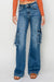 Dame Jeans Høj Talje Cargo Lommer Bred Denim 2