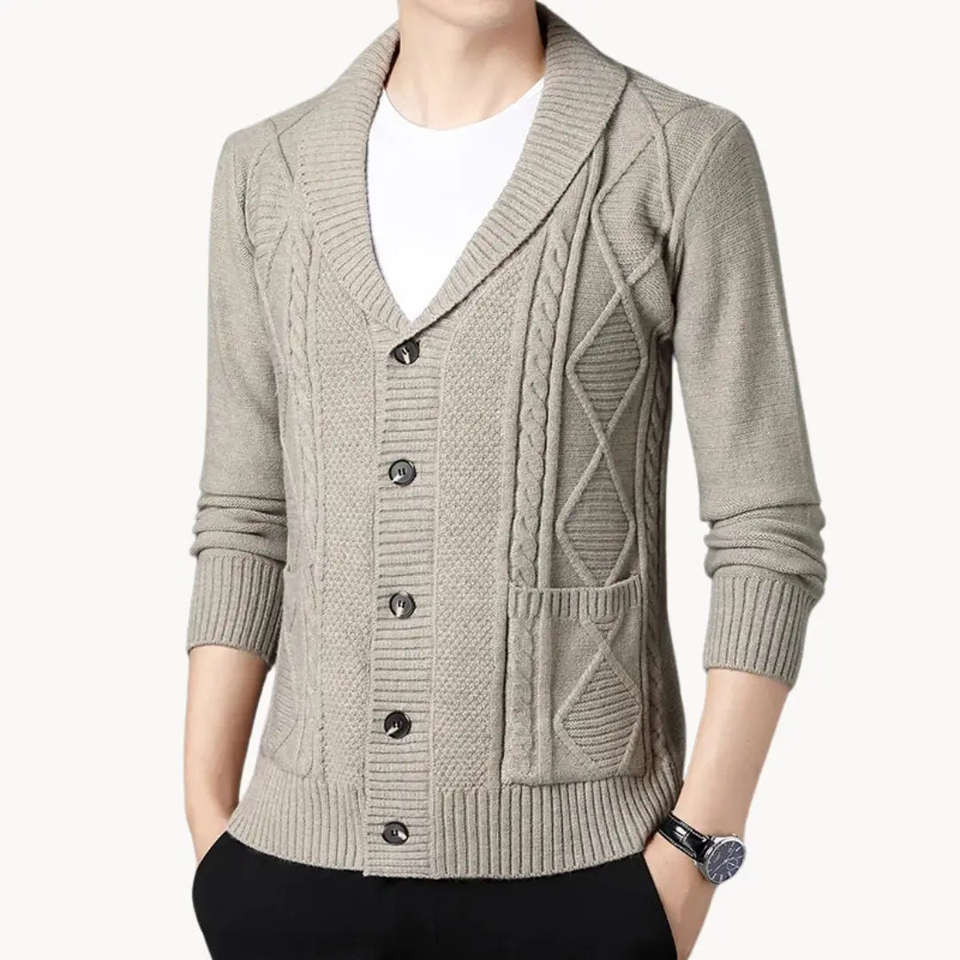 Dame Langærmet Cardigan V-ringet Med Ribbede Detaljer 2