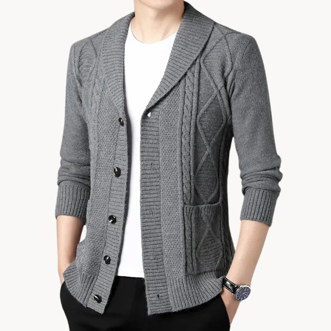 Dame Langærmet Cardigan V-ringet Med Ribbede Detaljer 4