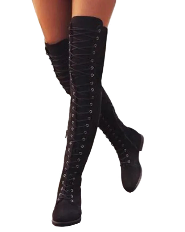 Dame Snørestøvler Knælange Moderne Design 0