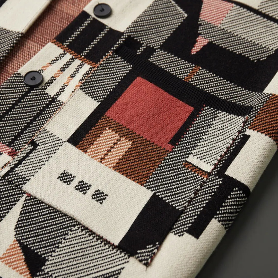 Dame Strikket Cardigan Abstrakt Design 7