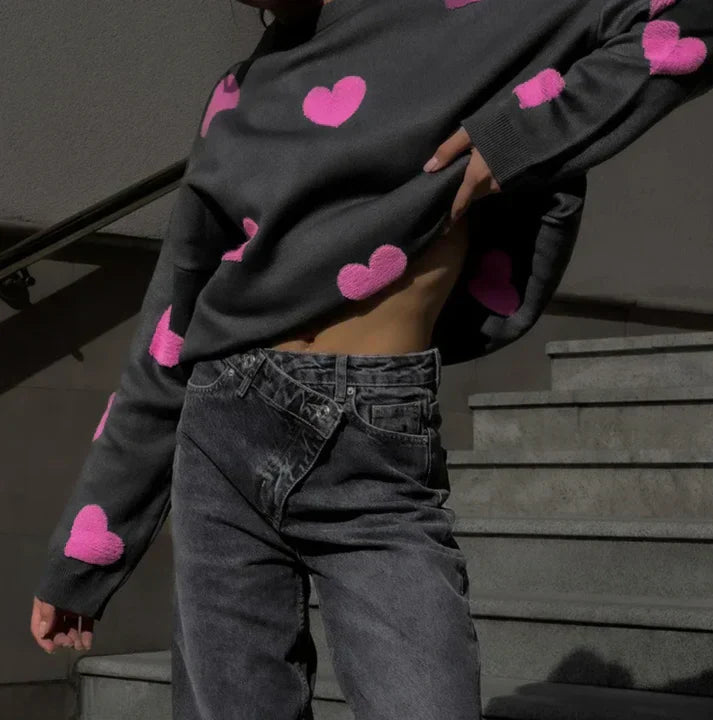 Dame Striktrøje Trendy Ribbede Detaljer 6