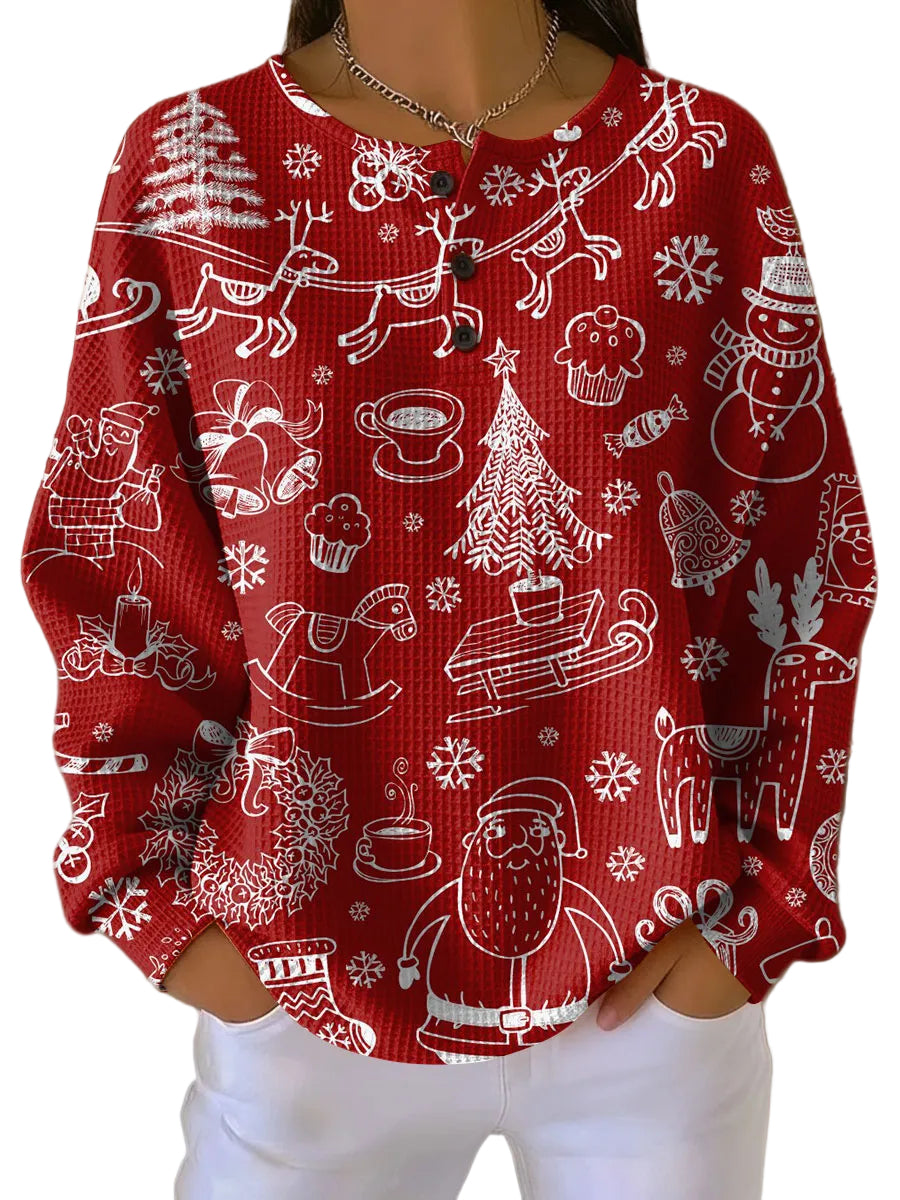 Dame Sweater Vaffelstof 0