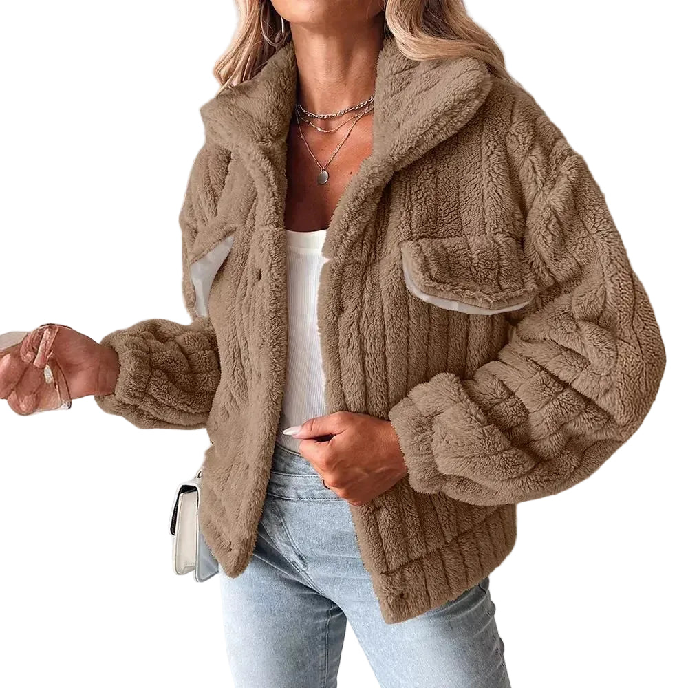 Dame Trucker Jakke med Ribbet Design 0