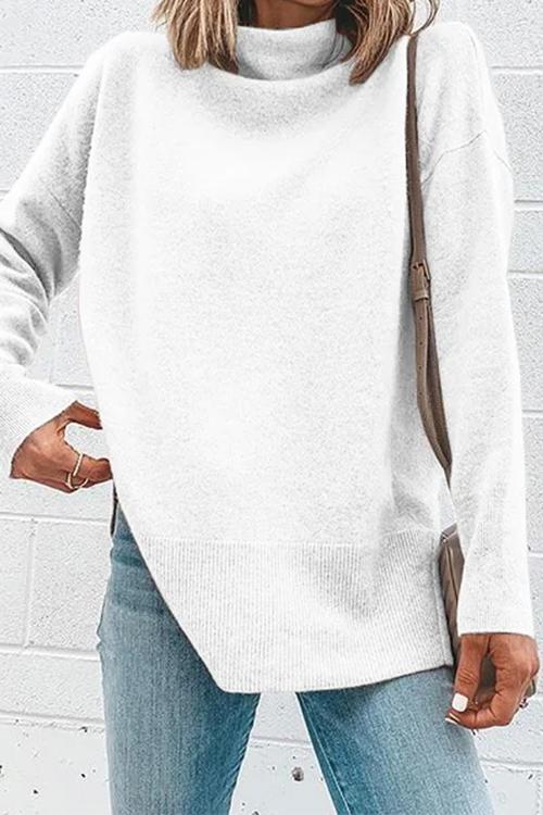 Dame Turtleneck Langærmet Top med Side Split 2